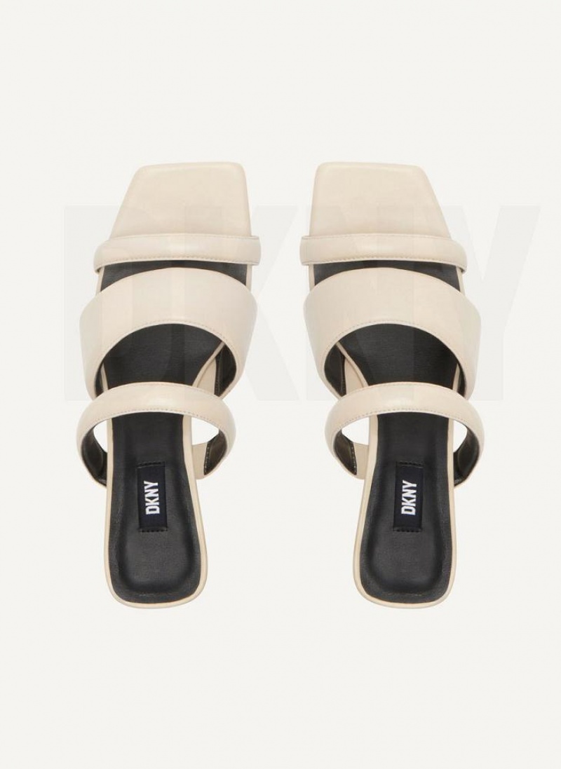Grey DKNY Puffy Multi Strap Mule Shoes Heels | USA-D0541