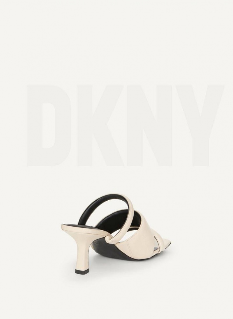 Grey DKNY Puffy Multi Strap Mule Shoes Heels | USA-D0541