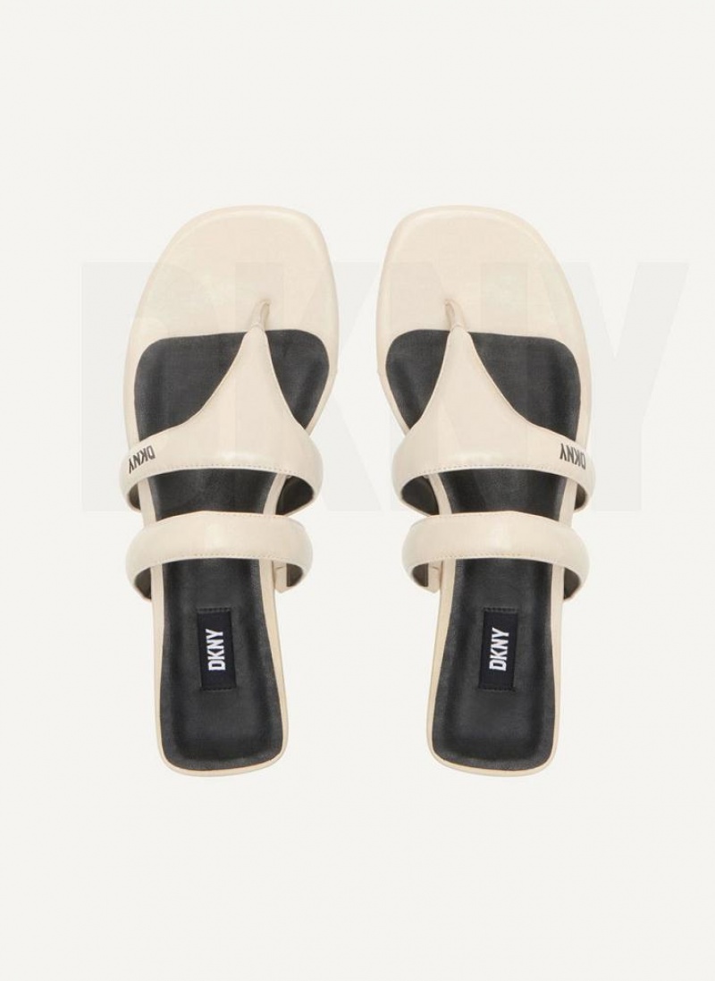 Grey DKNY Puffy Strap Thong Shoes Flip Flops | USA-D1743