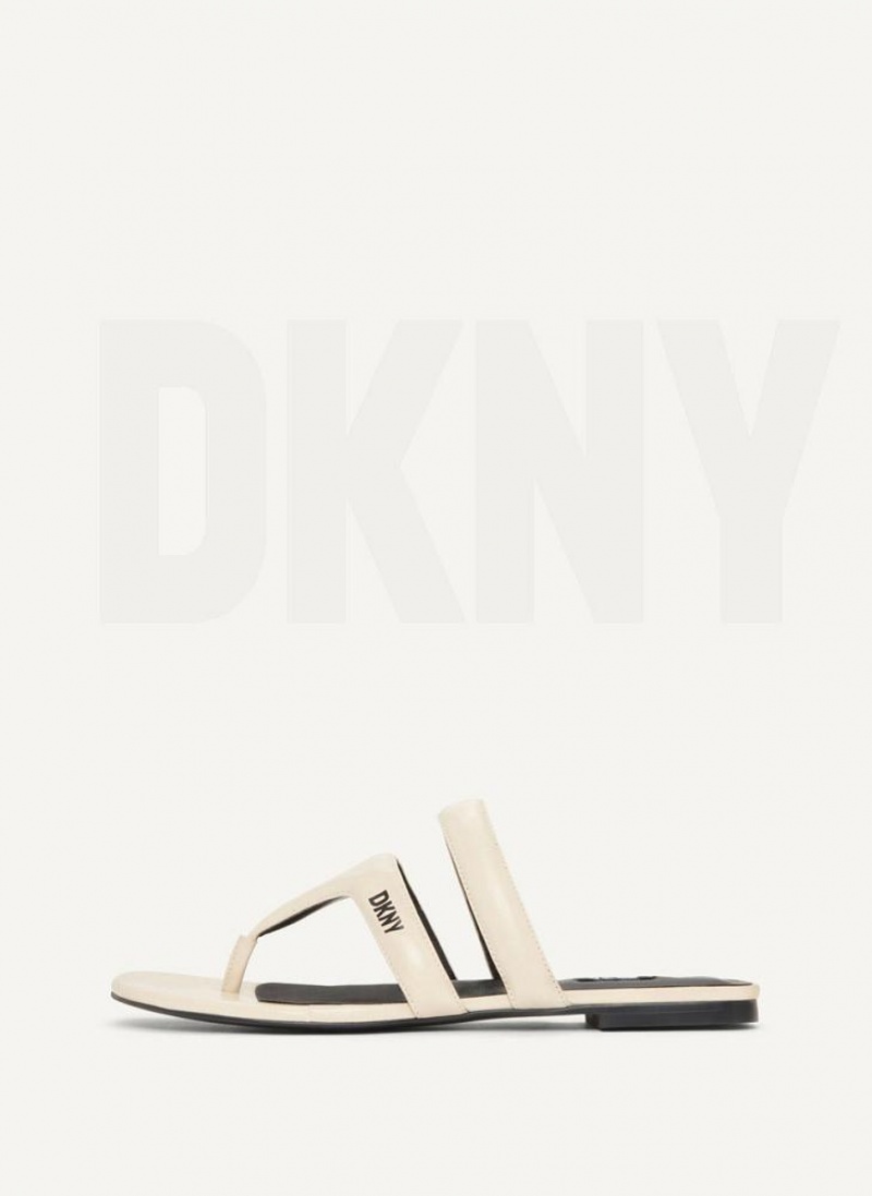 Grey DKNY Puffy Strap Thong Shoes Flip Flops | USA-D1743