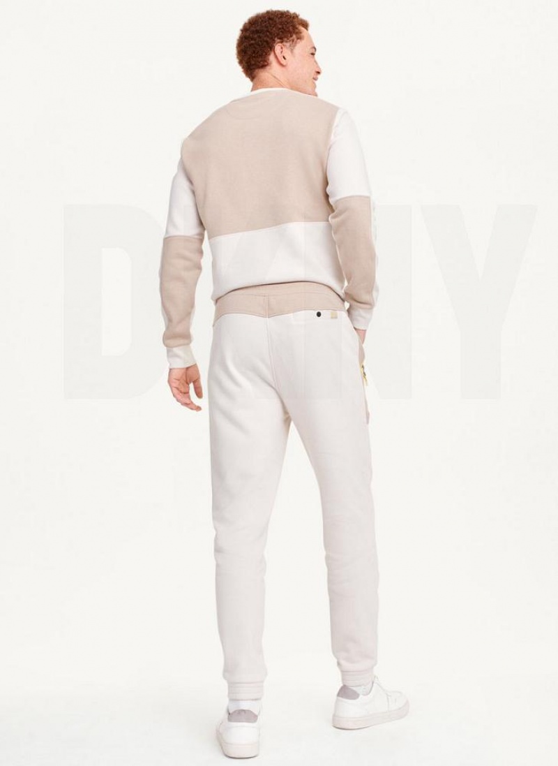 Grey DKNY Pull On Colorblock French Terry Men's Pants | USA-D0498