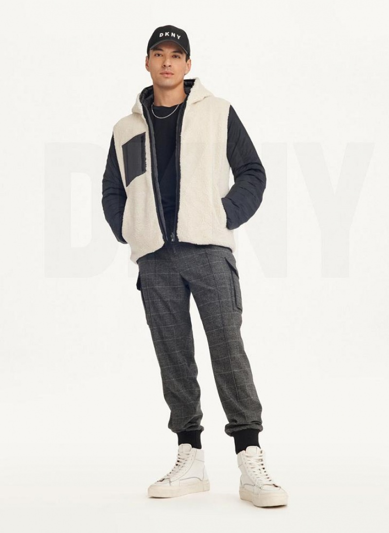 Grey DKNY Quilted Reversible Sherpa Men's Jackets | USA-D1868