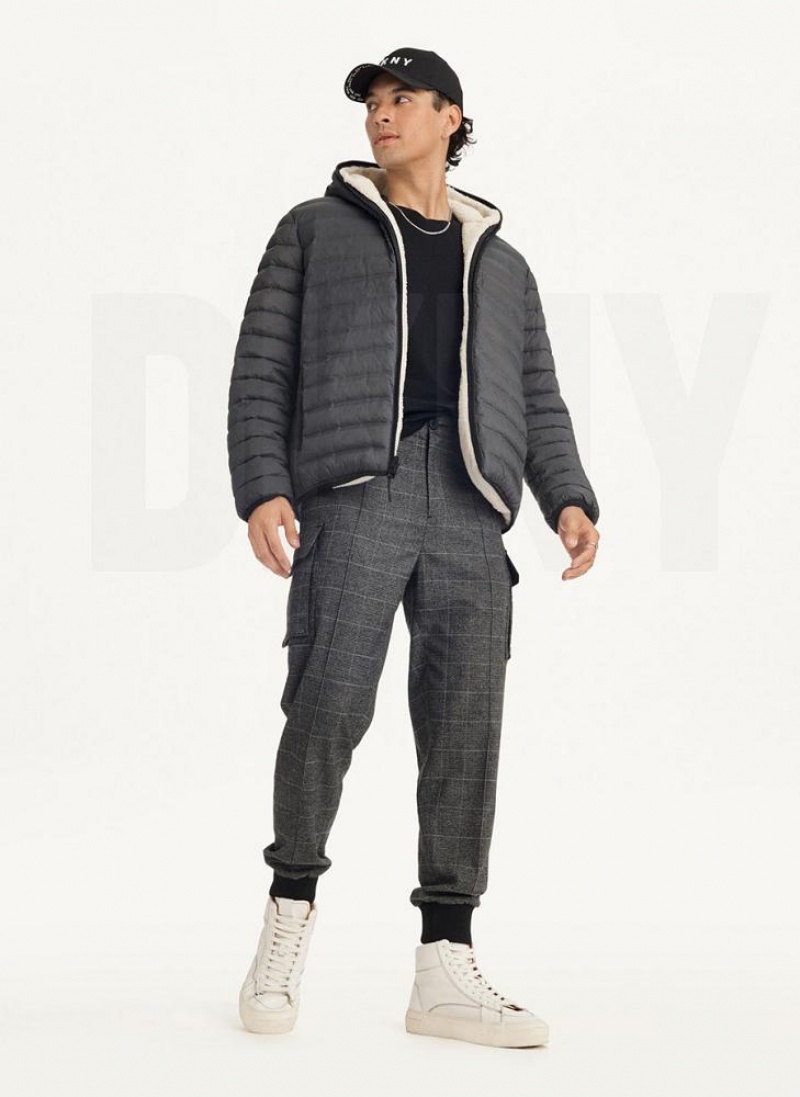 Grey DKNY Quilted Reversible Sherpa Men's Jackets | USA-D1868