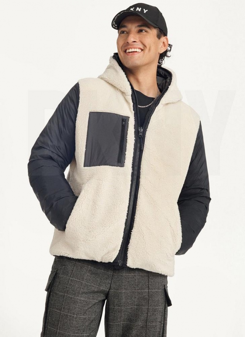 Grey DKNY Quilted Reversible Sherpa Men's Jackets | USA-D1868