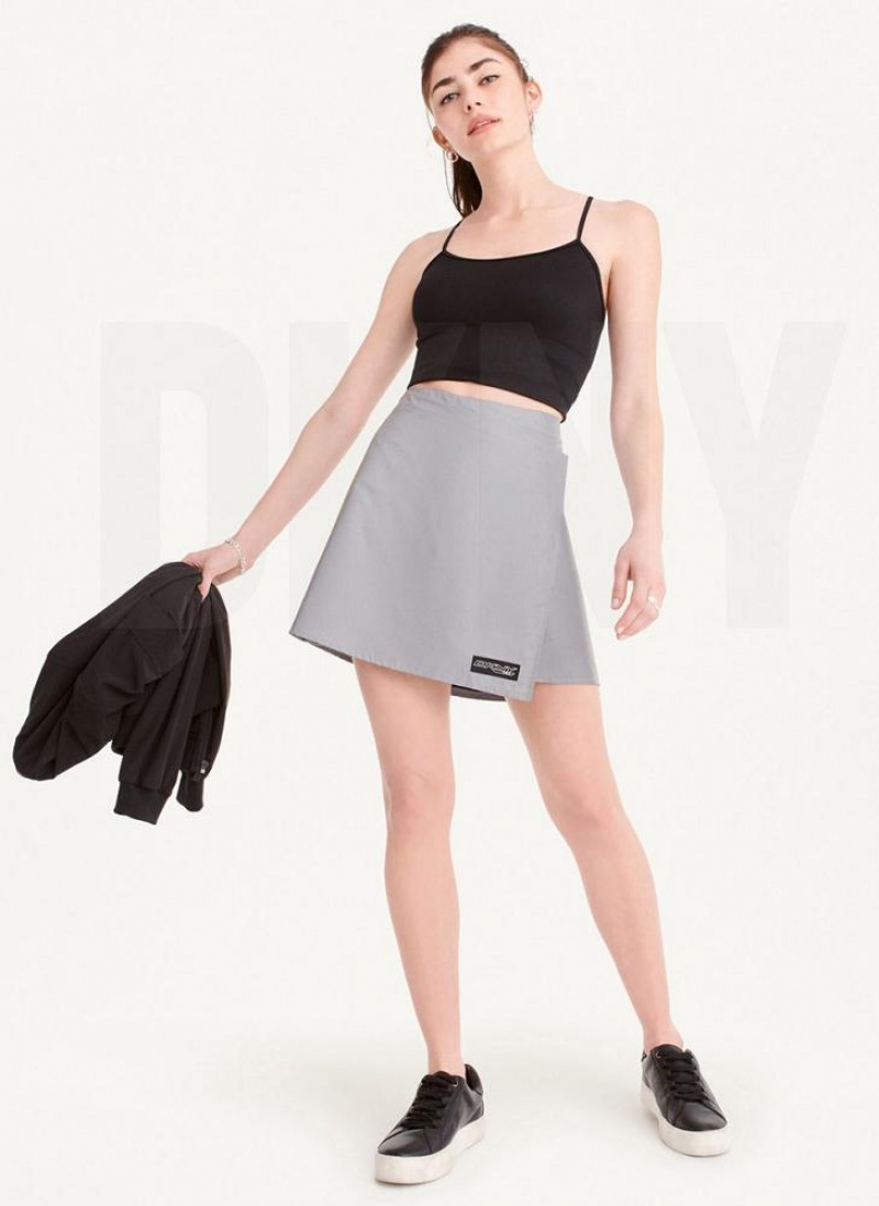 Grey DKNY Reflective Wrap Women's Skirts | USA-D1720
