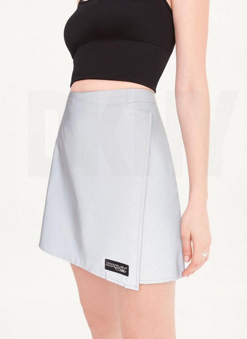 Grey DKNY Reflective Wrap Women's Skirts | USA-D1720