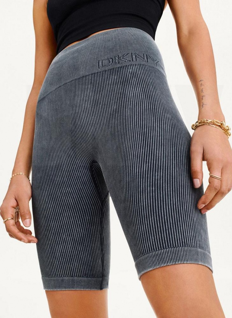 Grey DKNY Rib Knit Biker Women's Shorts | USA-D1105
