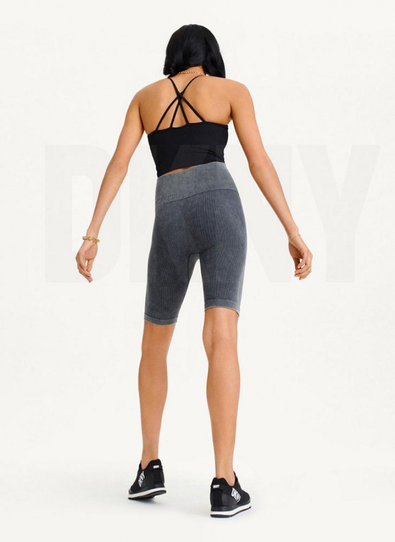 Grey DKNY Rib Knit Biker Women's Shorts | USA-D1105