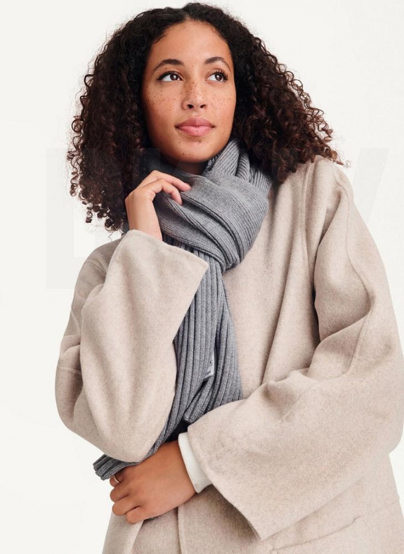 Grey DKNY Rib Knit Oblong Women's Scarf | USA-D0909