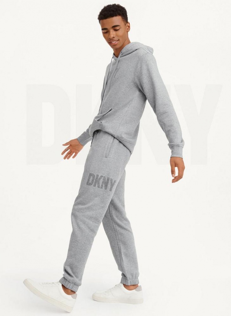 Grey DKNY Shadow Logo Men's Joggers | USA-D0758