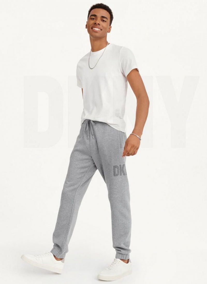 Grey DKNY Shadow Logo Men's Joggers | USA-D0758