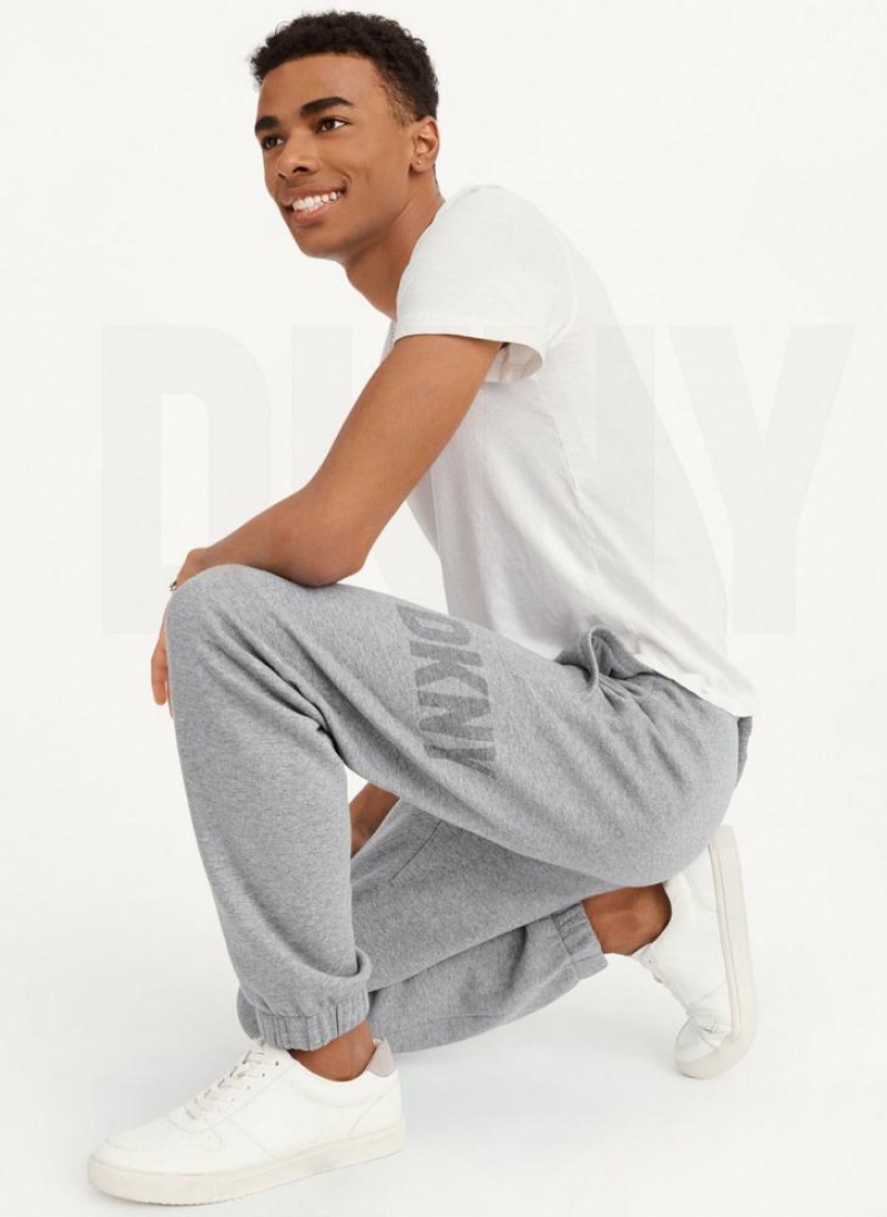 Grey DKNY Shadow Logo Men's Joggers | USA-D0758