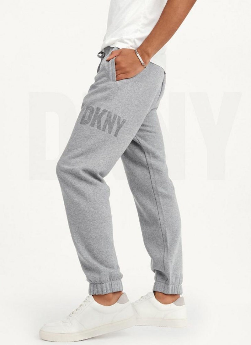 Grey DKNY Shadow Logo Men\'s Joggers | USA-D0758