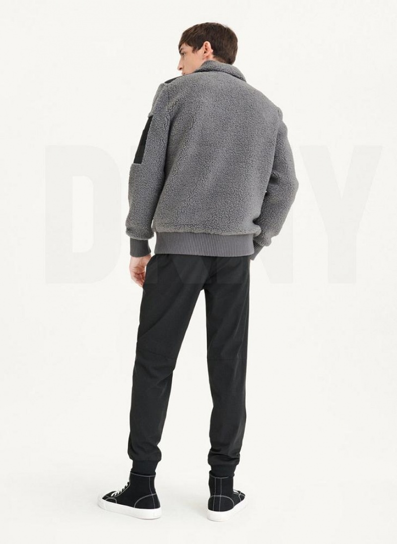 Grey DKNY Sherpa With Nylon Trim Men's Jackets | USA-D0512