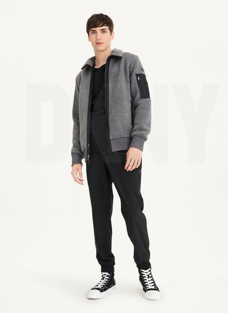 Grey DKNY Sherpa With Nylon Trim Men's Jackets | USA-D0512