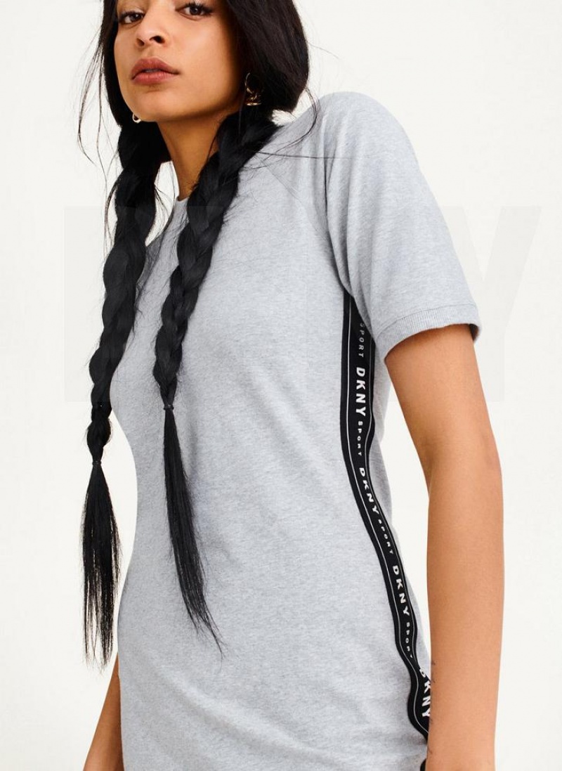 Grey DKNY Side Logo Taping Women's Dresses | USA-D1257