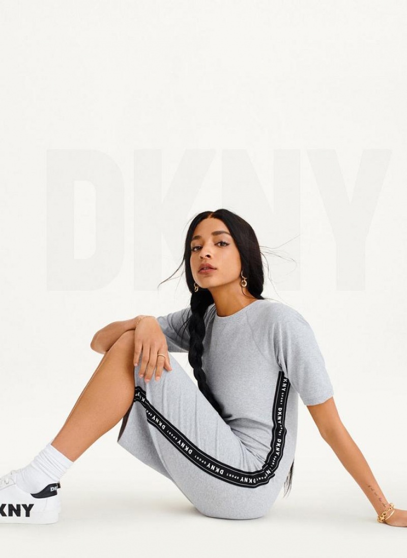Grey DKNY Side Logo Taping Women's Dresses | USA-D1257