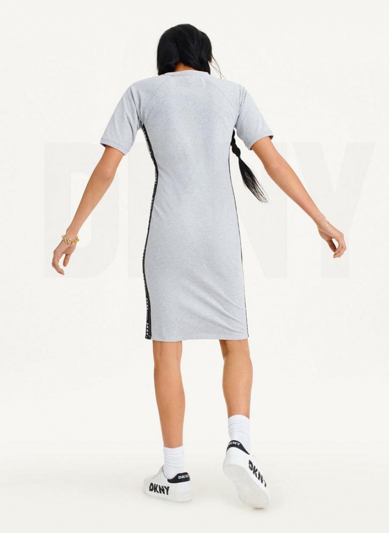 Grey DKNY Side Logo Taping Women's Dresses | USA-D1257