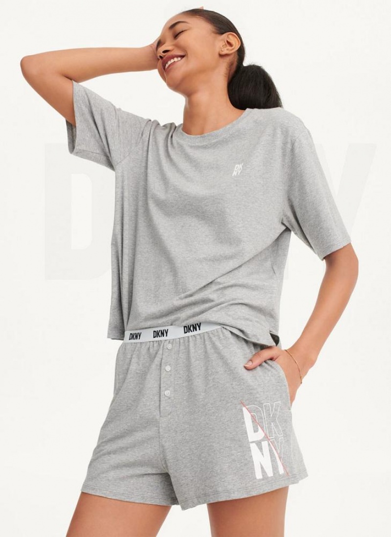 Grey DKNY Sleep Boxer Women's Pajamas | USA-D1206