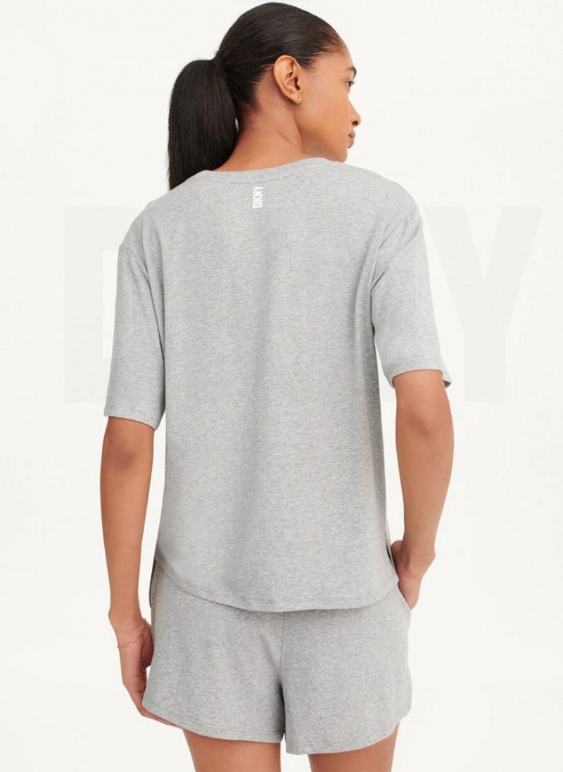Grey DKNY Sleep Top Women's Pajamas | USA-D1857