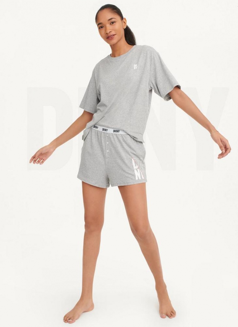 Grey DKNY Sleep Top Women's Pajamas | USA-D1857