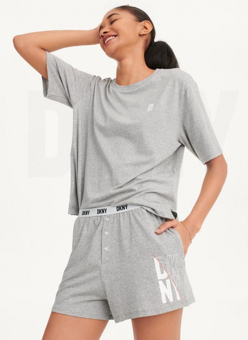Grey DKNY Sleep Top Women\'s Pajamas | USA-D1857