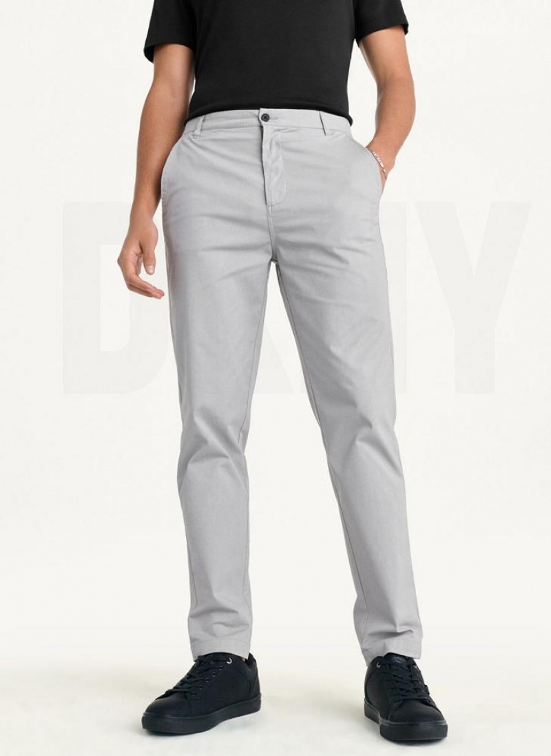Grey DKNY Slim Chino Men's Pants | USA-D0848