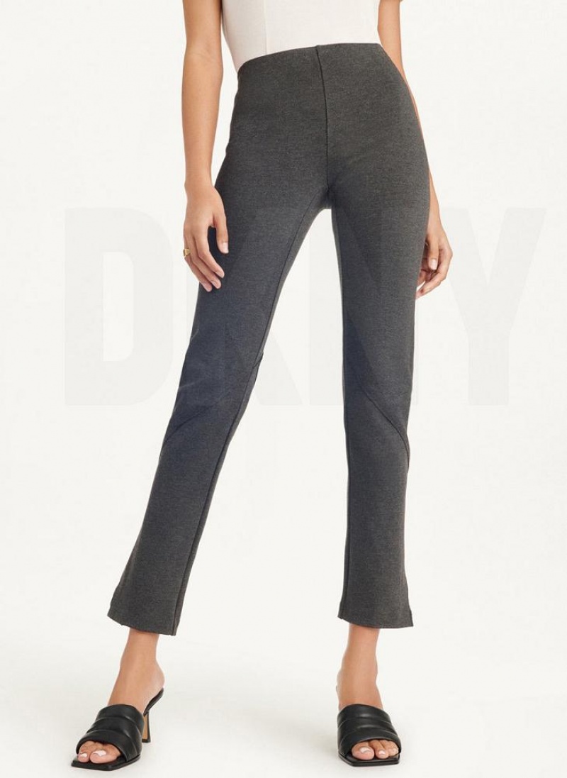 Grey DKNY Slim Seamed With Side Slit Women's Pants | USA-D0609