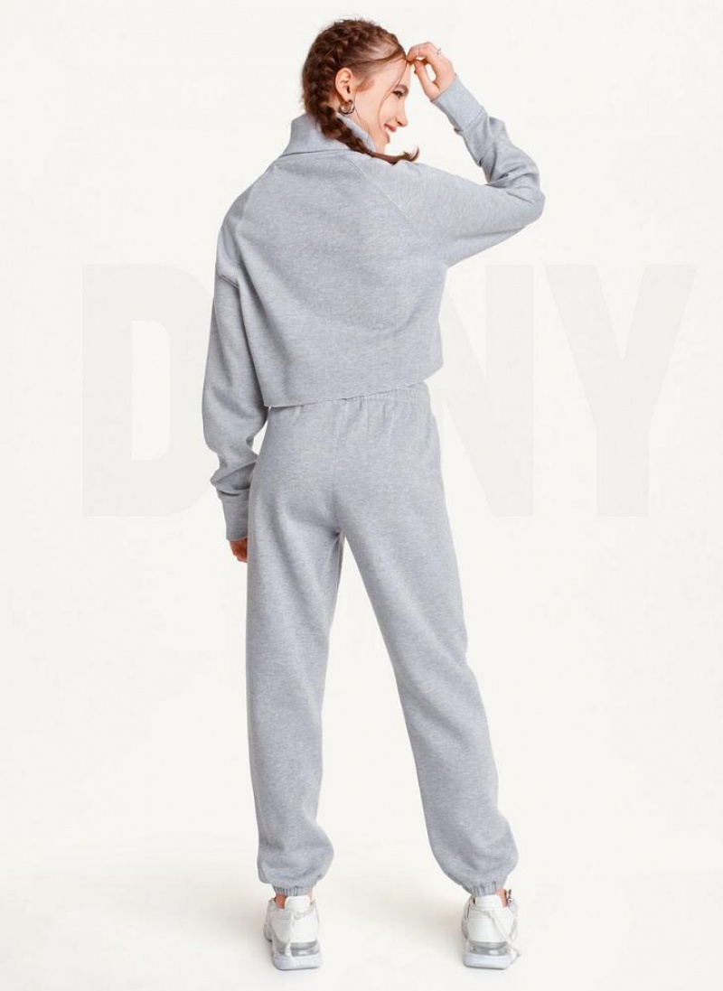 Grey DKNY Sparkle Fleece High Waist Women's Joggers | USA-D1021