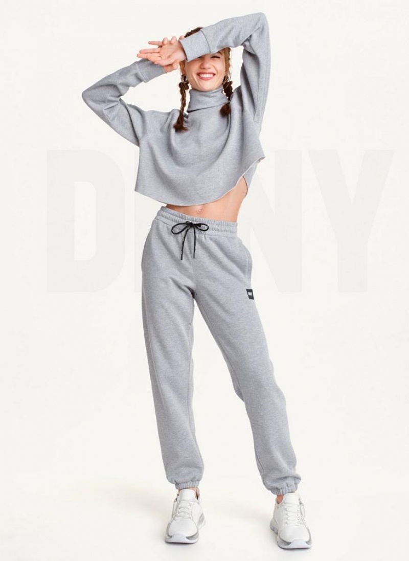 Grey DKNY Sparkle Fleece High Waist Women's Joggers | USA-D1021