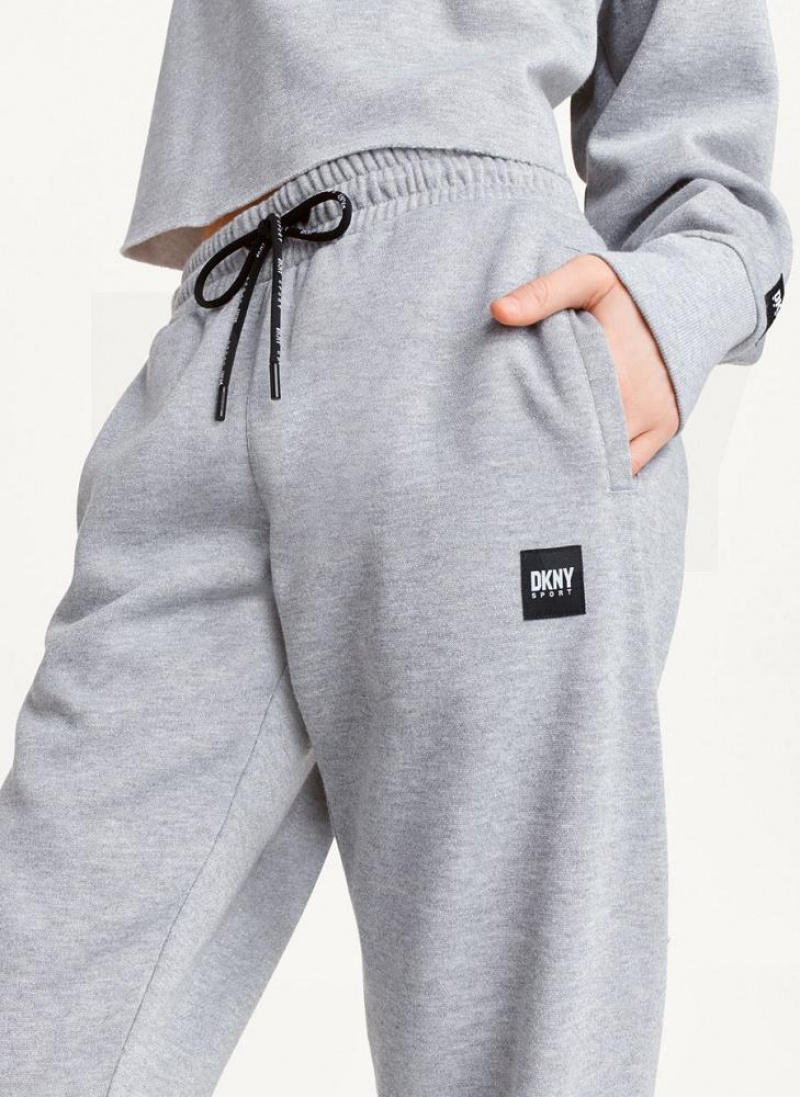 Grey DKNY Sparkle Fleece High Waist Women's Joggers | USA-D1021