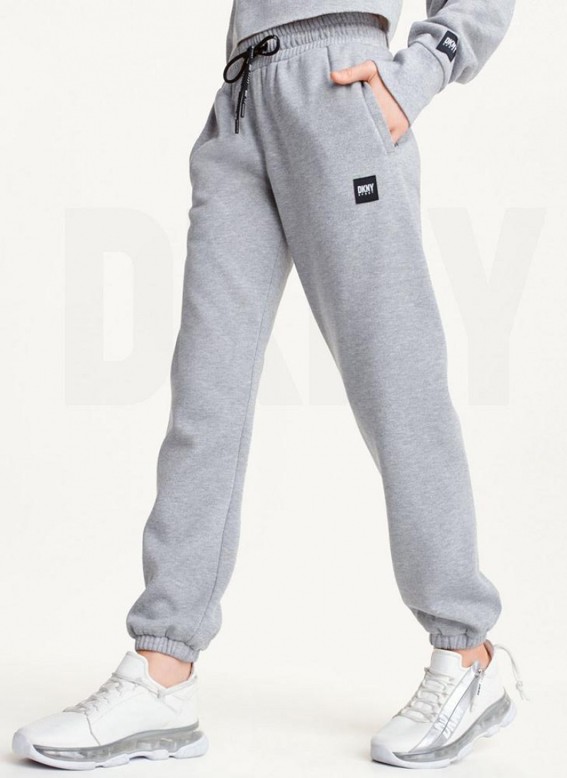 Grey DKNY Sparkle Fleece High Waist Women\'s Joggers | USA-D1021