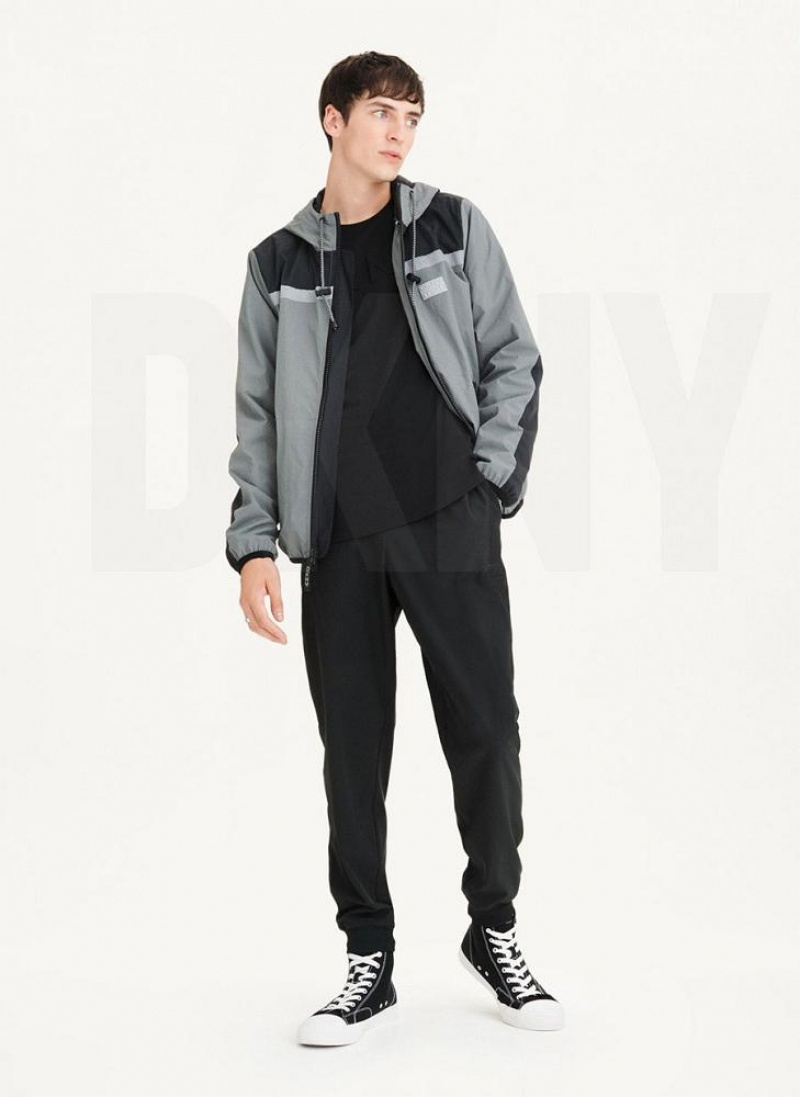 Grey DKNY Tech Cotton Touch Nylon Men's Jackets | USA-D1936