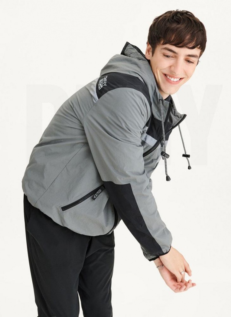 Grey DKNY Tech Cotton Touch Nylon Men's Jackets | USA-D1936