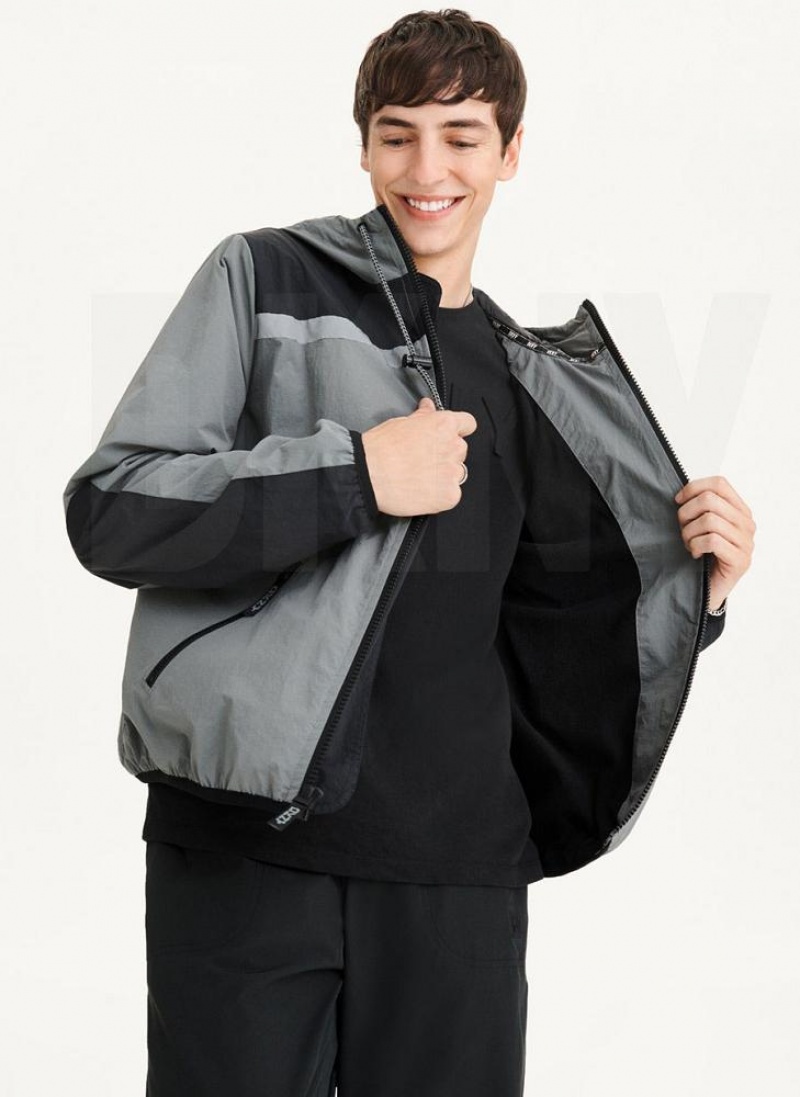 Grey DKNY Tech Cotton Touch Nylon Men's Jackets | USA-D1936