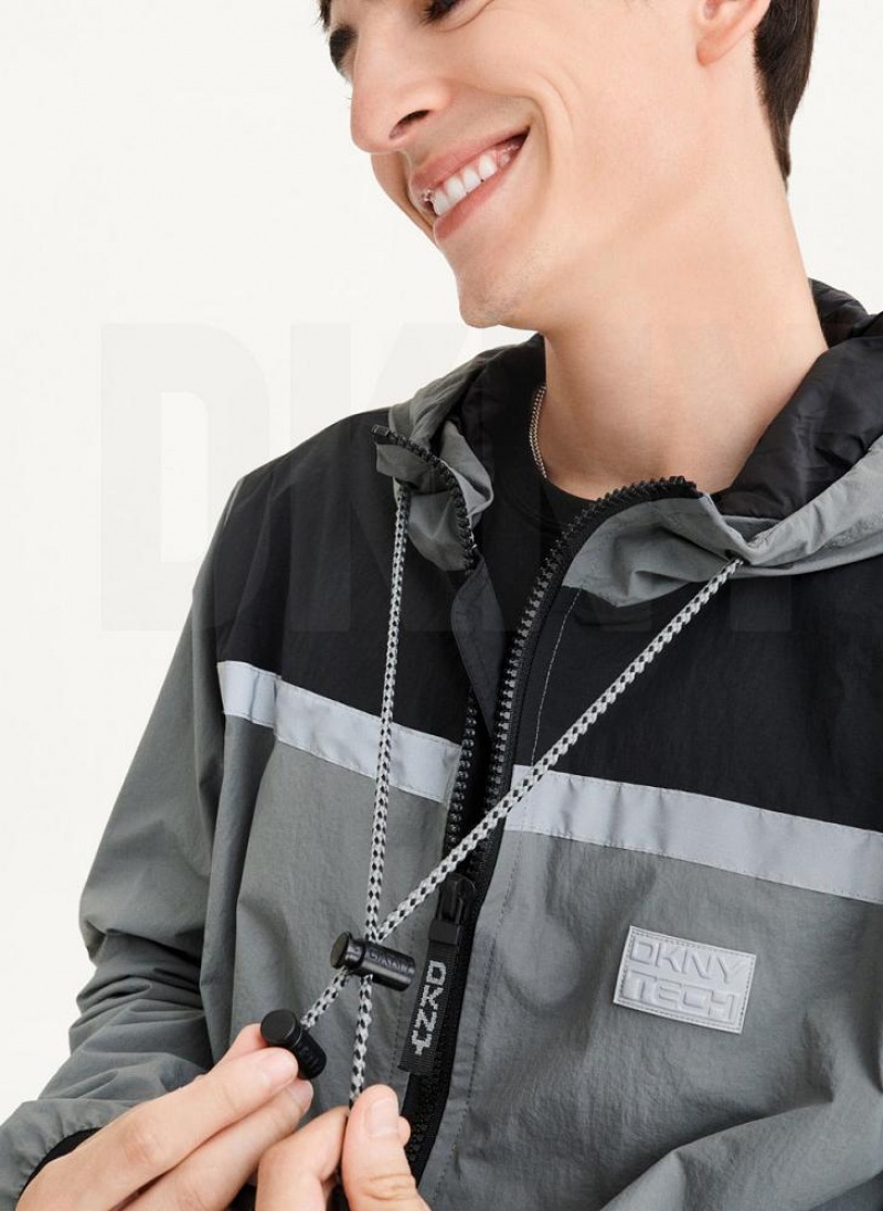Grey DKNY Tech Cotton Touch Nylon Men's Jackets | USA-D1936