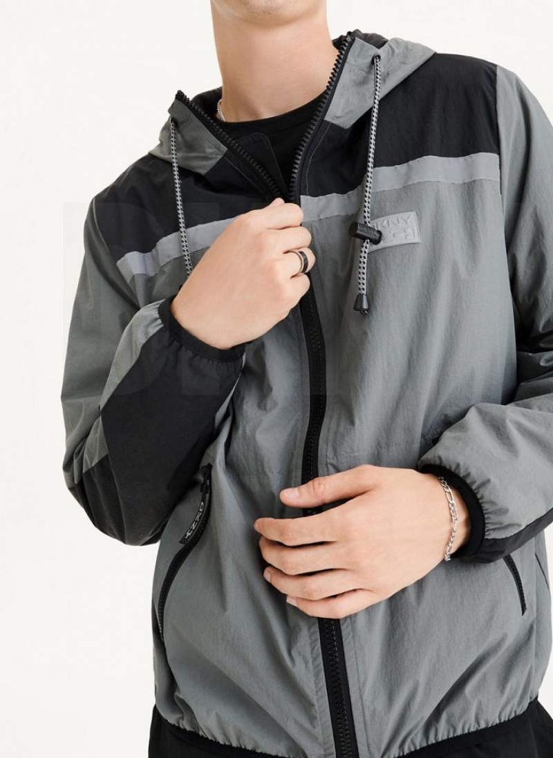 Grey DKNY Tech Cotton Touch Nylon Men's Jackets | USA-D1936
