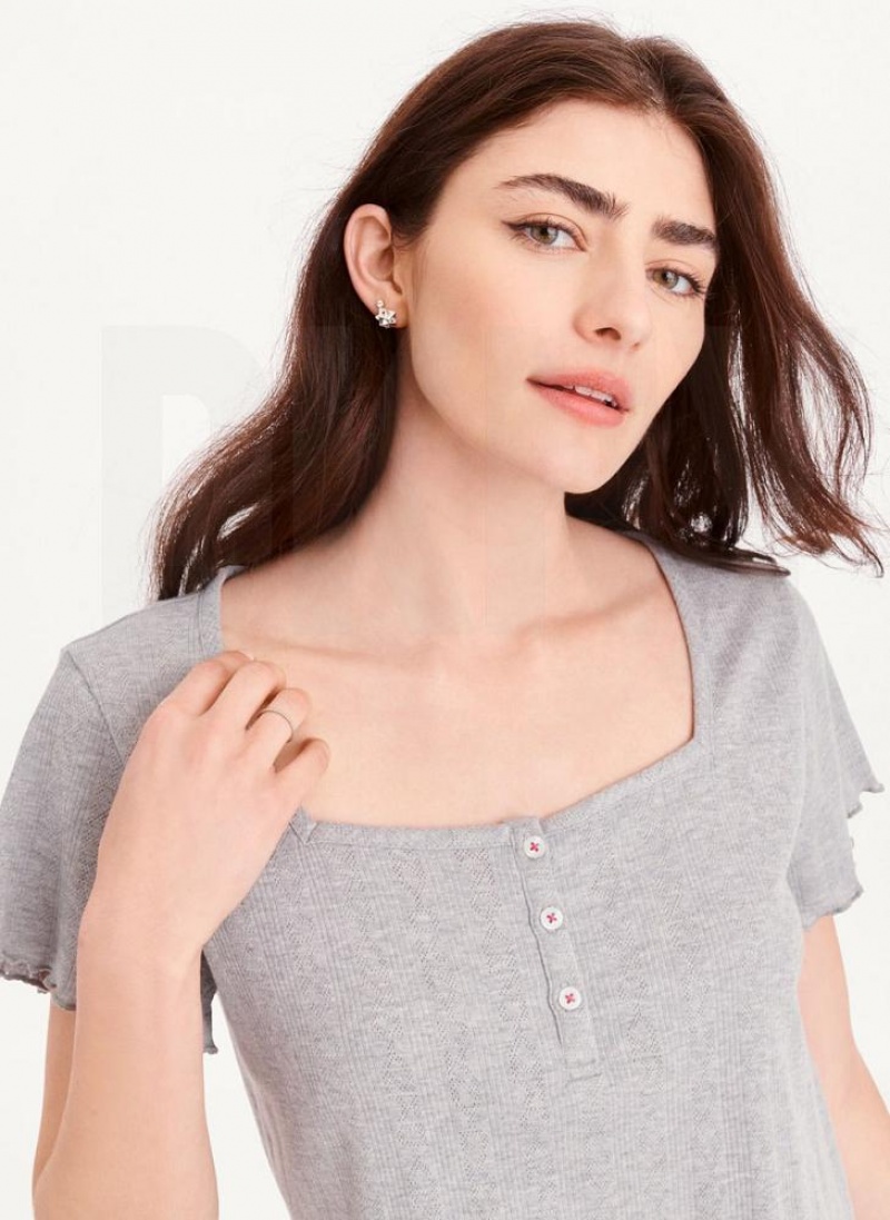 Grey DKNY Top And Boxer Short Sleep Set Women's Pajamas | USA-D0693