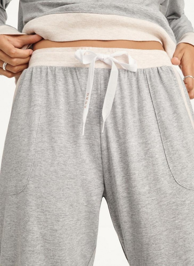 Grey DKNY Top And Jogger Sleep Set Women's Pajamas | USA-D1098