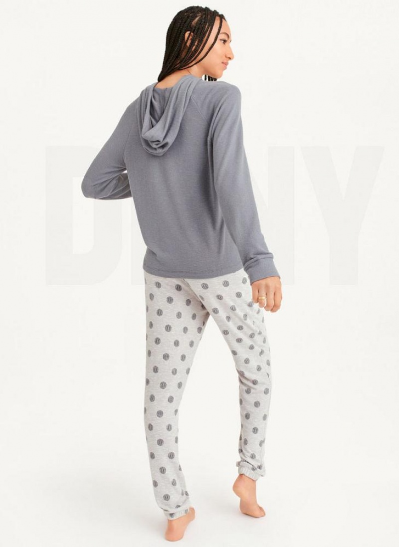 Grey DKNY Top And Jogger Sleep Set Women's Pajamas | USA-D1293