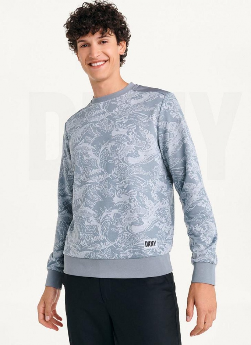 Grey DKNY Tropical Loopback Men's Sweatshirts | USA-D1574