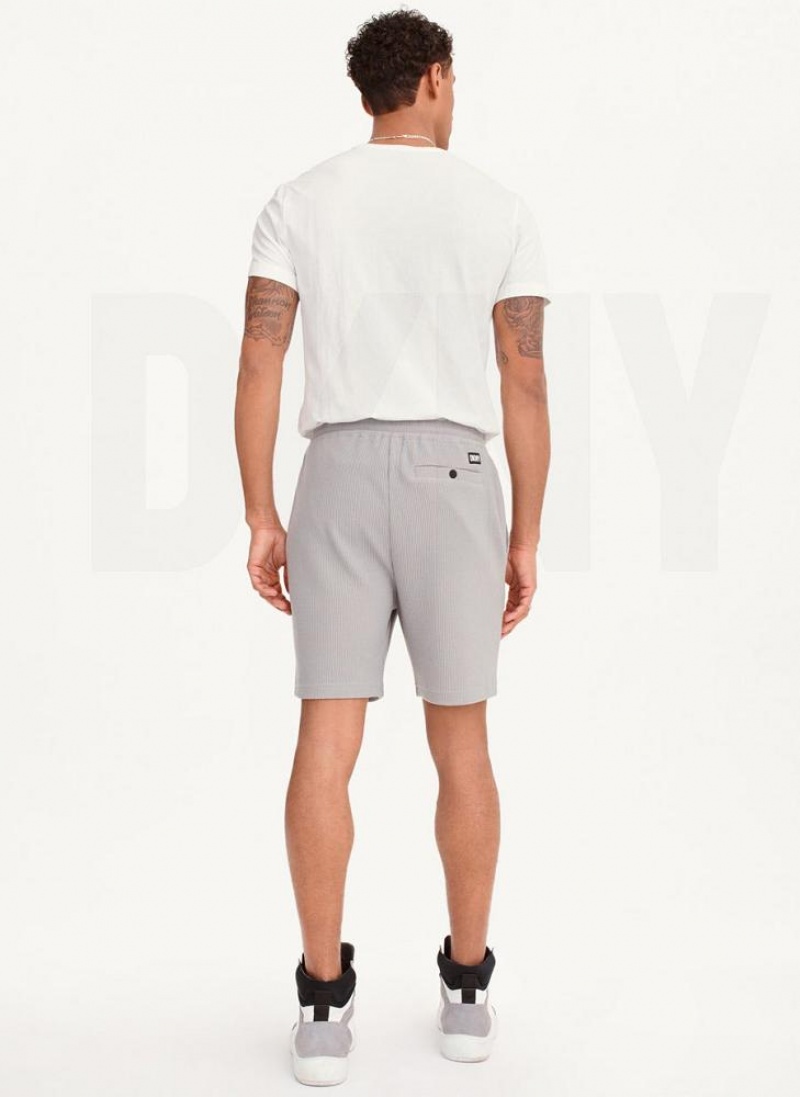 Grey DKNY Vertical Effect Knit Men's Shorts | USA-D1311