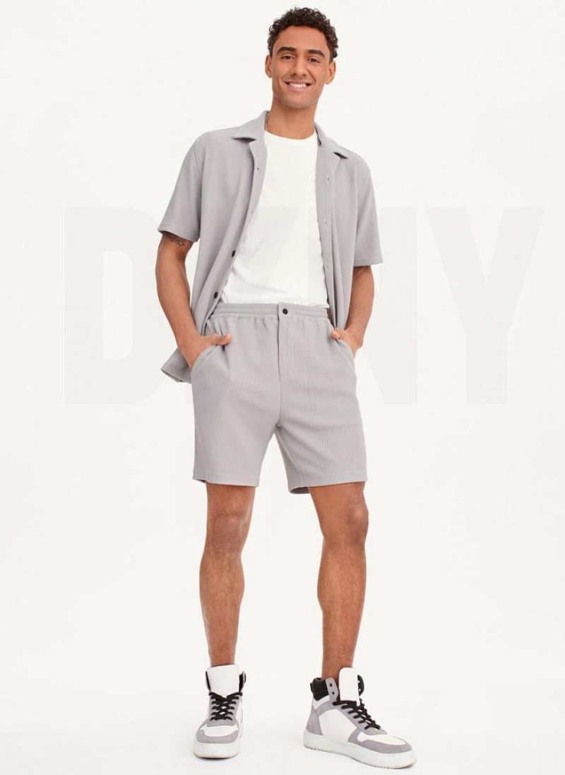 Grey DKNY Vertical Effect Knit Men's Shorts | USA-D1311