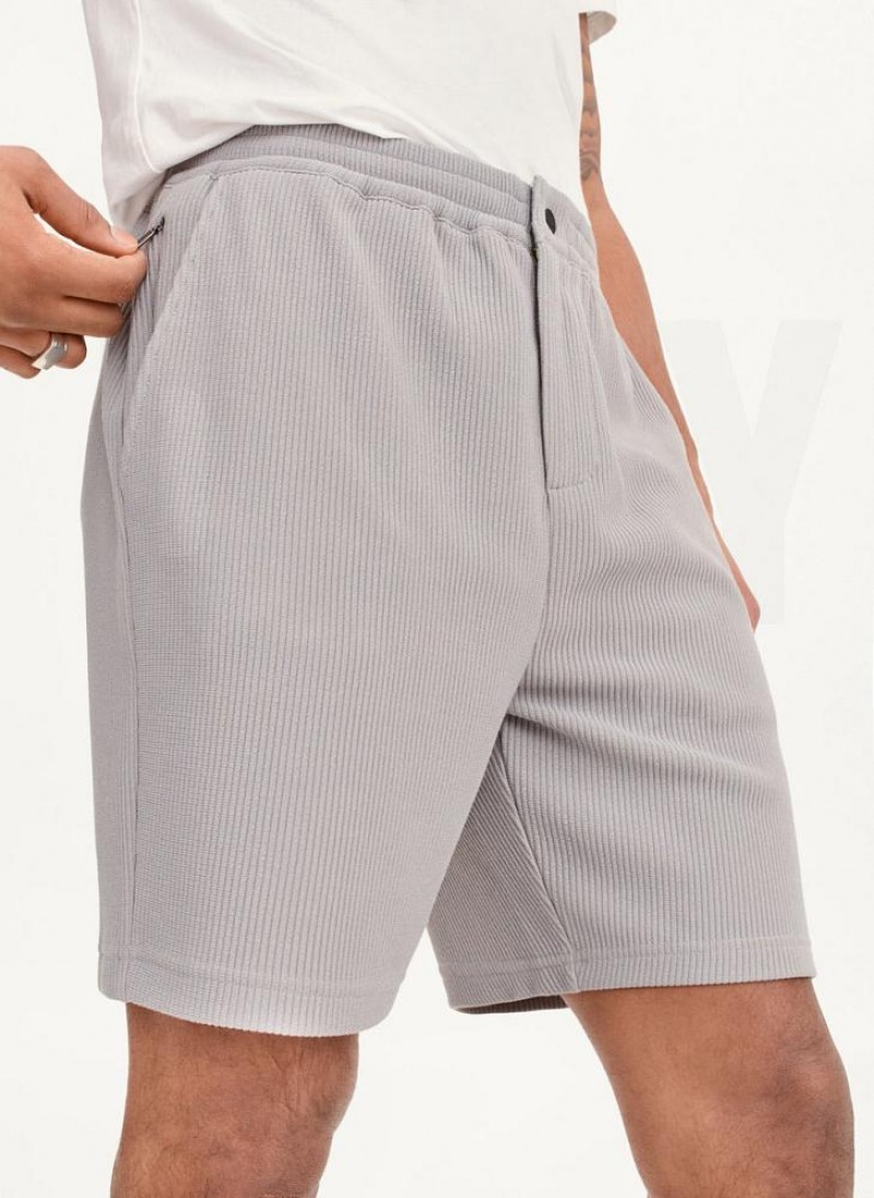 Grey DKNY Vertical Effect Knit Men\'s Shorts | USA-D1311