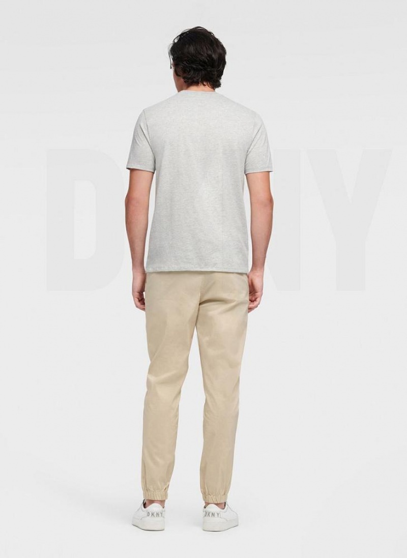 Grey DKNY Views Graphic Men's T Shirts | USA-D0200