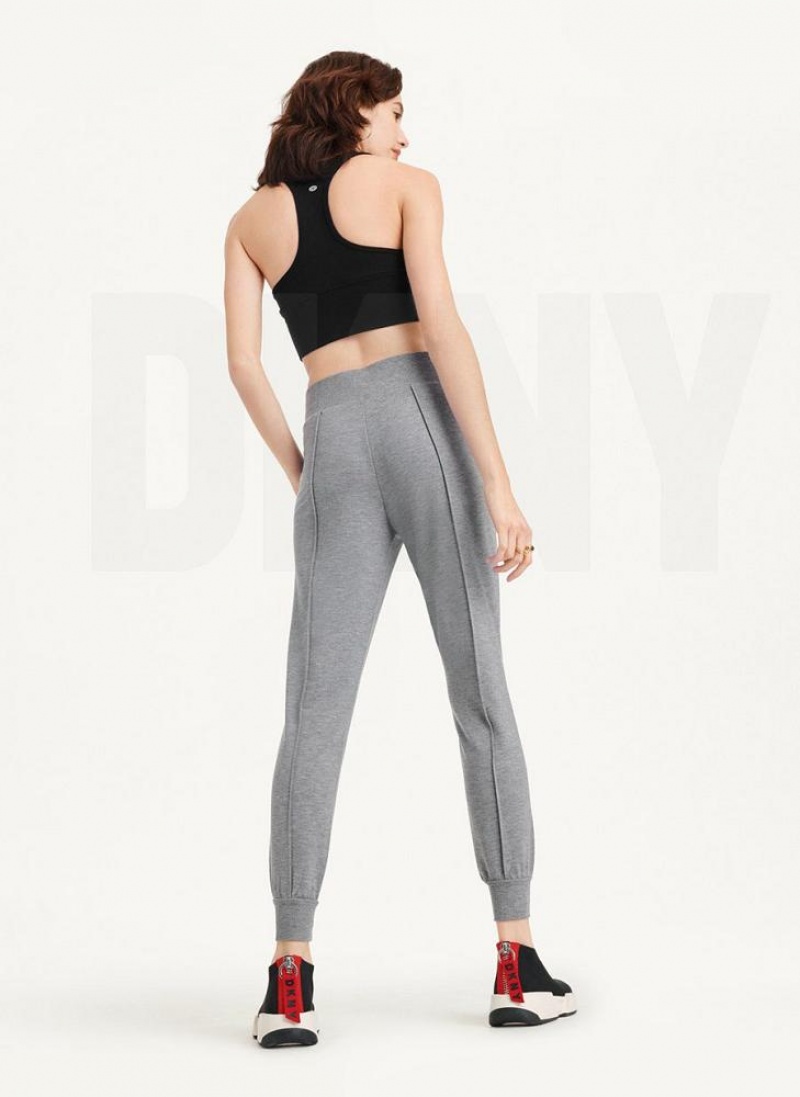 Grey DKNY Yoga Terry Pintuck Women's Joggers | USA-D1660