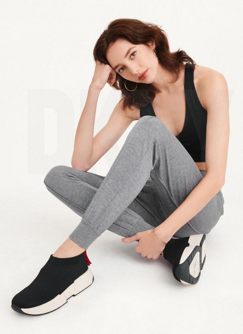 Grey DKNY Yoga Terry Pintuck Women's Joggers | USA-D1660