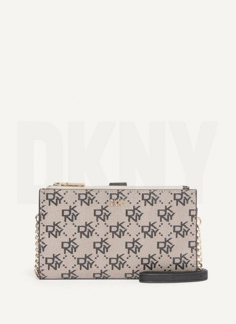 Grey / Black DKNY Bryant Logo Crossbody Bags Wallets | USA-D1304