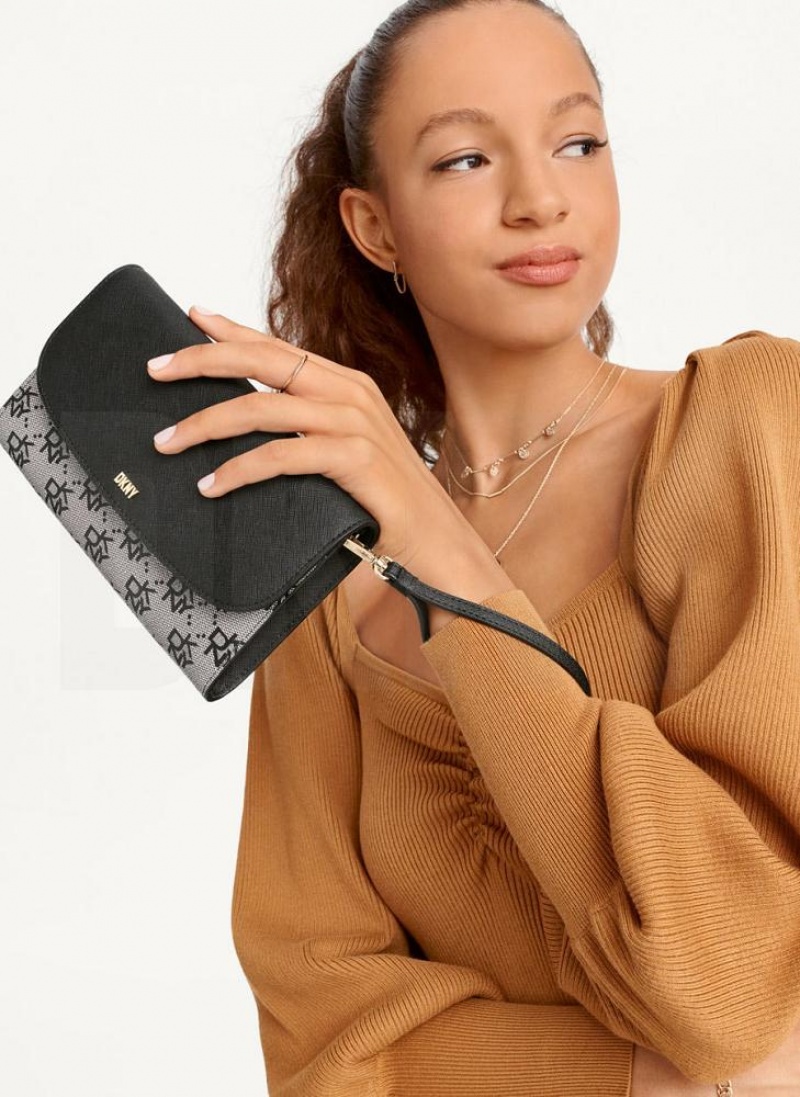 Grey / Black DKNY Sidney Chain Bags Wallets | USA-D0971