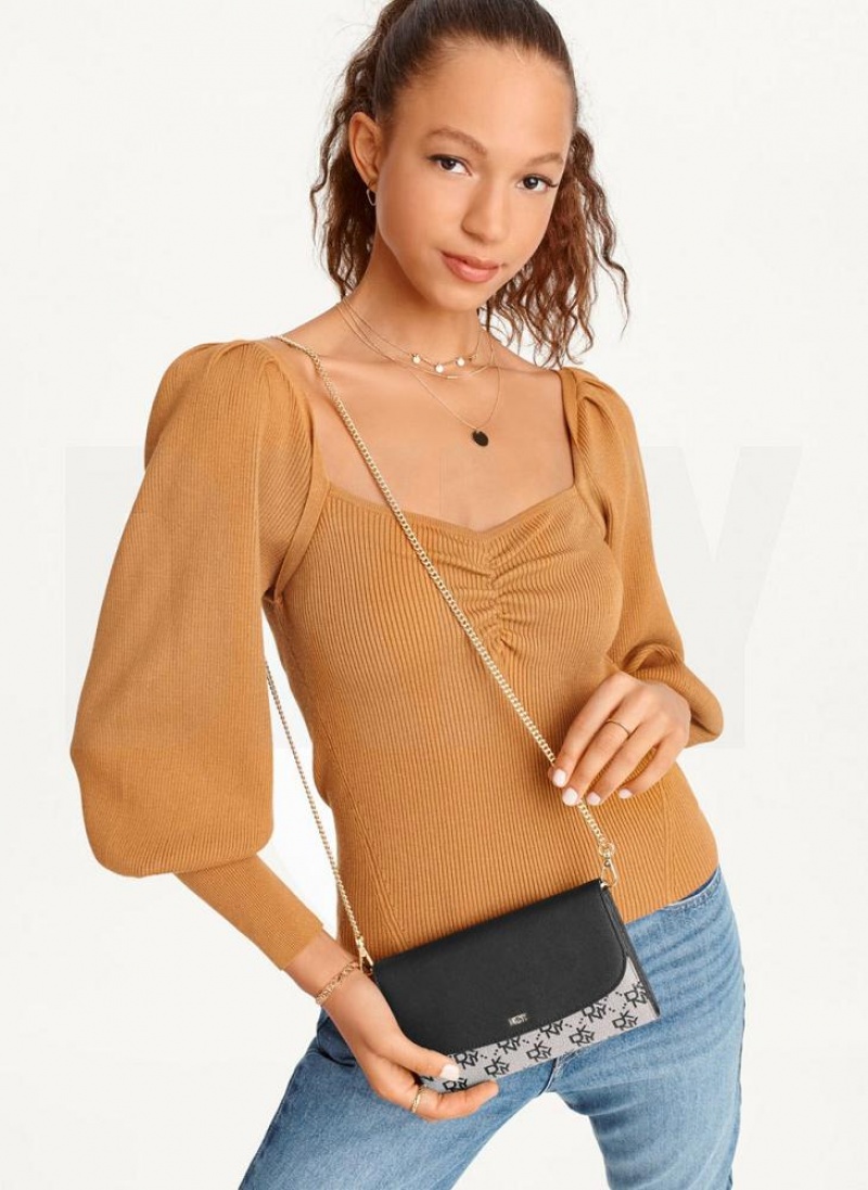 Grey / Black DKNY Sidney Chain Bags Wallets | USA-D0971